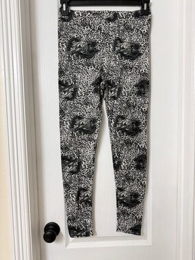 Emme Jordan black white animal print cheetah high waist leggings Size L